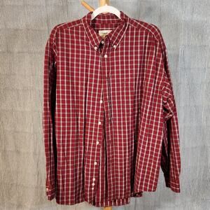 Eddie Bauer $65 XL Red Black White Plaid 100% Cotton Long Sleeve Shirt